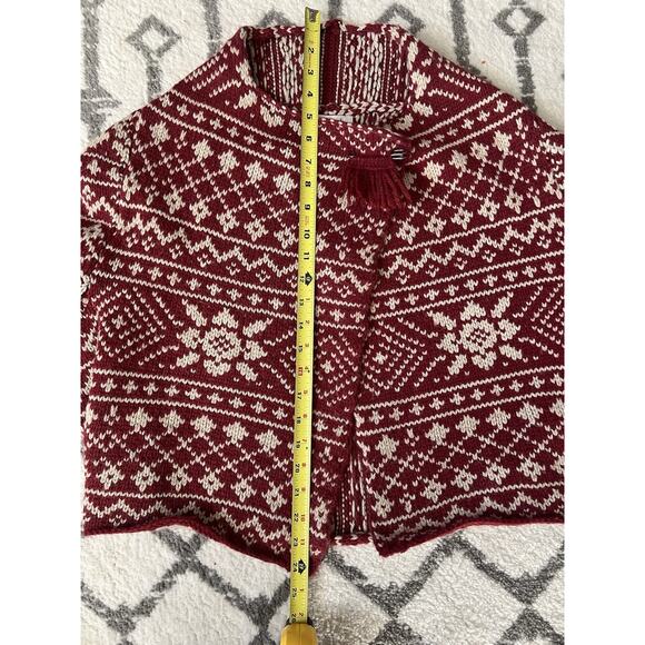 CABI Red Nordic Fair Isle Wool Blend Cropped Cardigan Shrug - Picture 14 of 16